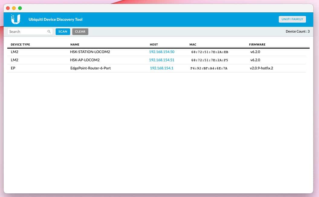 Ubiquiti discovery tool